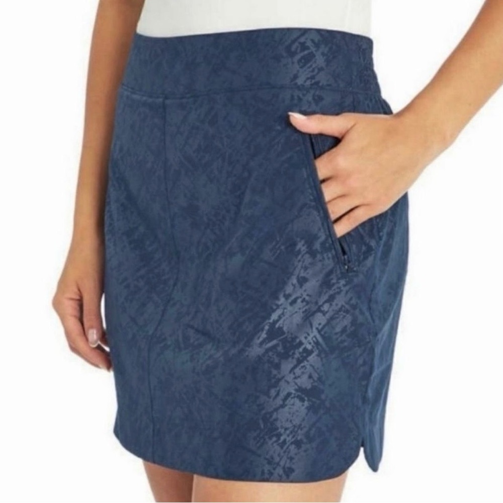 ORVIS Navy Blue Shattered Glass Print Comfort Travel Skort Pockets Size Small